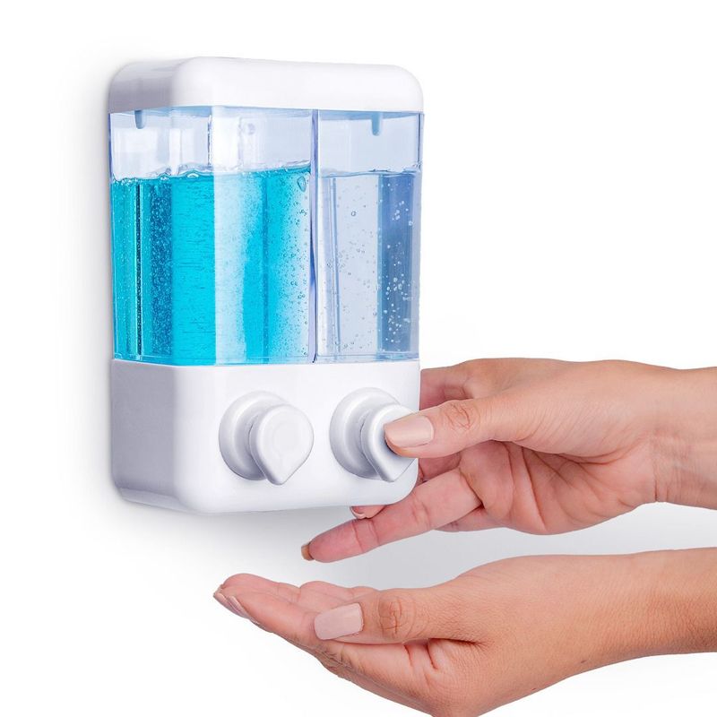 KLINIU - Dispensador de jabon 800  ml  Doble  Valvula  blanco