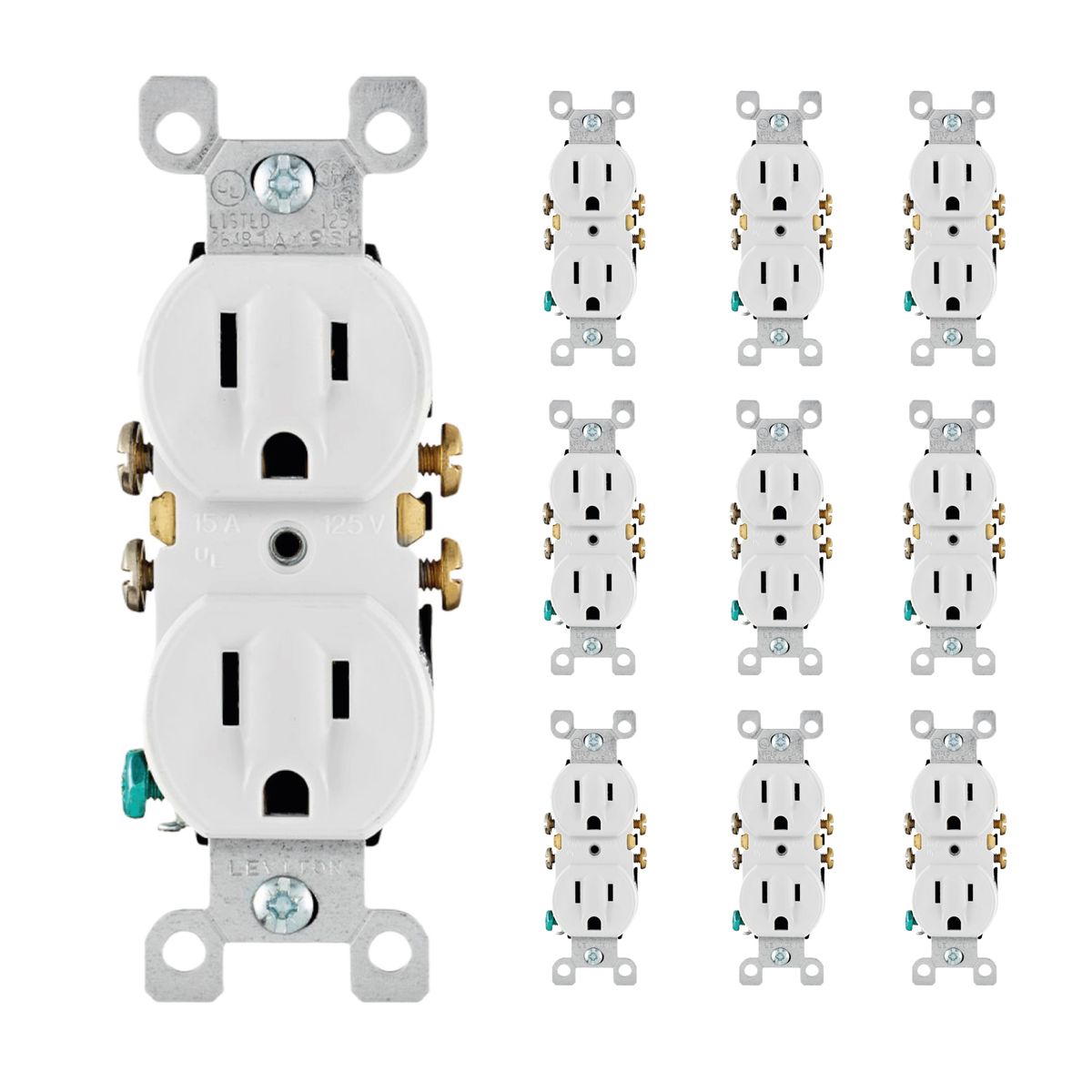LEVITON - Toma Doble Blanco Leviton Americano X 10 Unidades