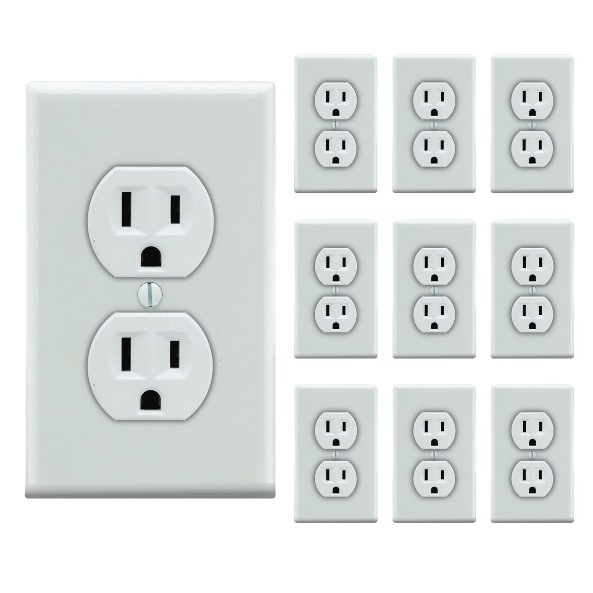 LEVITON - Tomacorriente + Tapa Leviton 5320 Blanco X 10 Unidades