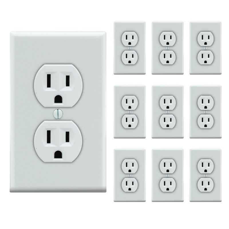 LEVITON - Tomacorriente + Tapa Leviton 5320 Blanco X 10 Unidades