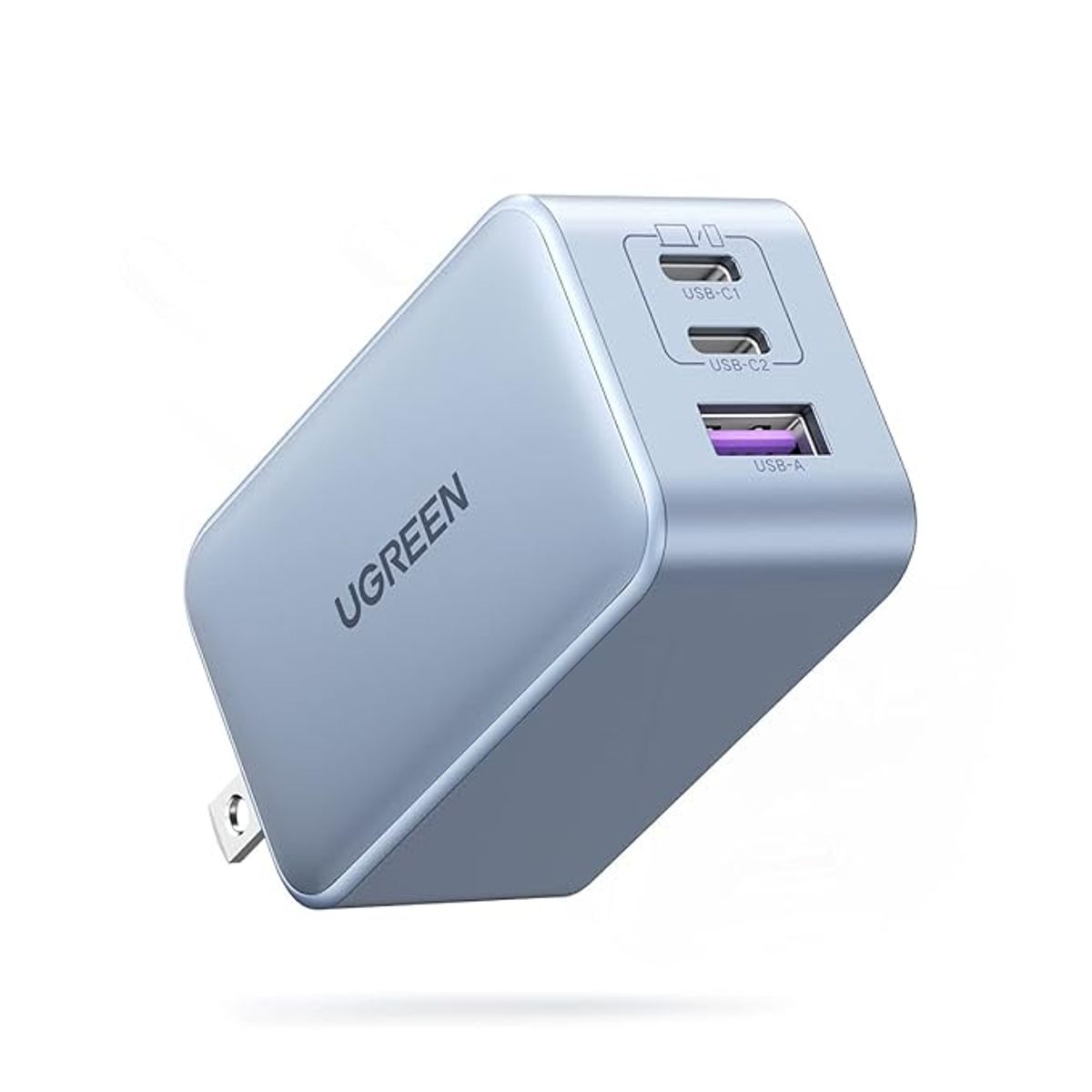 GENERICO - Cargador Ugreen 65w Pd Usb-cx3 Usb-a Carga Rápida AZUL CLARO