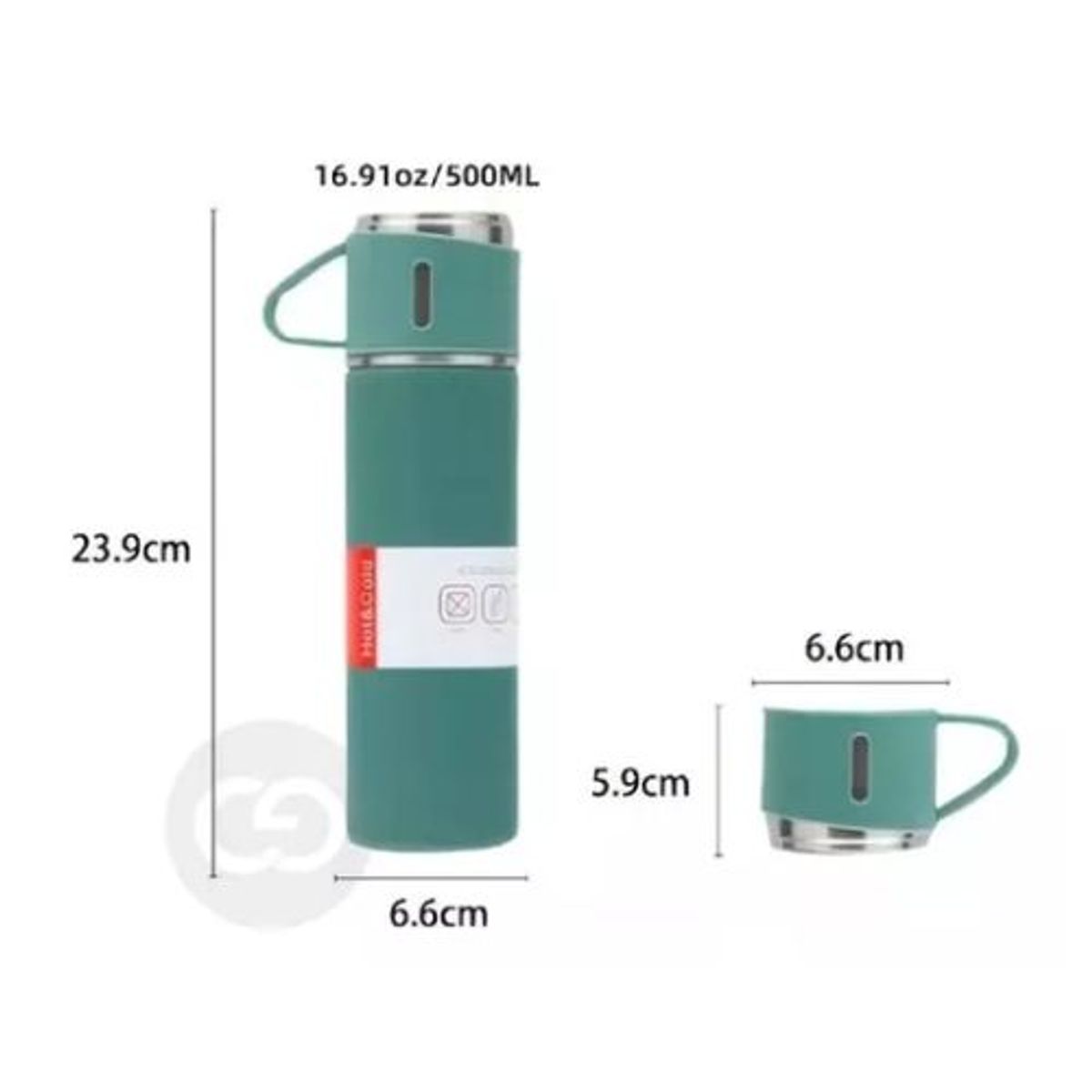 AFM - Termo 500ml Acero Inoxidable Térmico +3 Tazas Estuche Regalo
