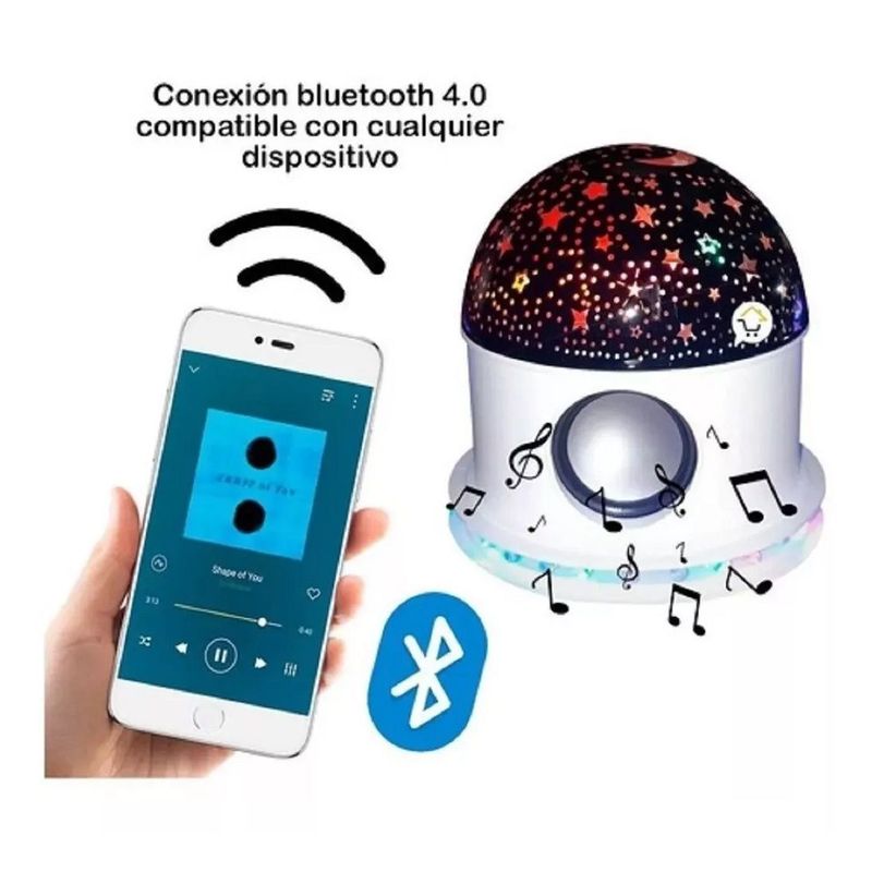 GENERICO - Proyector Estrellas Lunas Parlante Bluetooth Mas Control