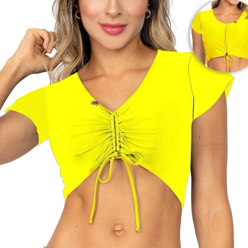 PRAIE - Top de Vestido de Baño PRAIE 2609A con Manga Ajustable