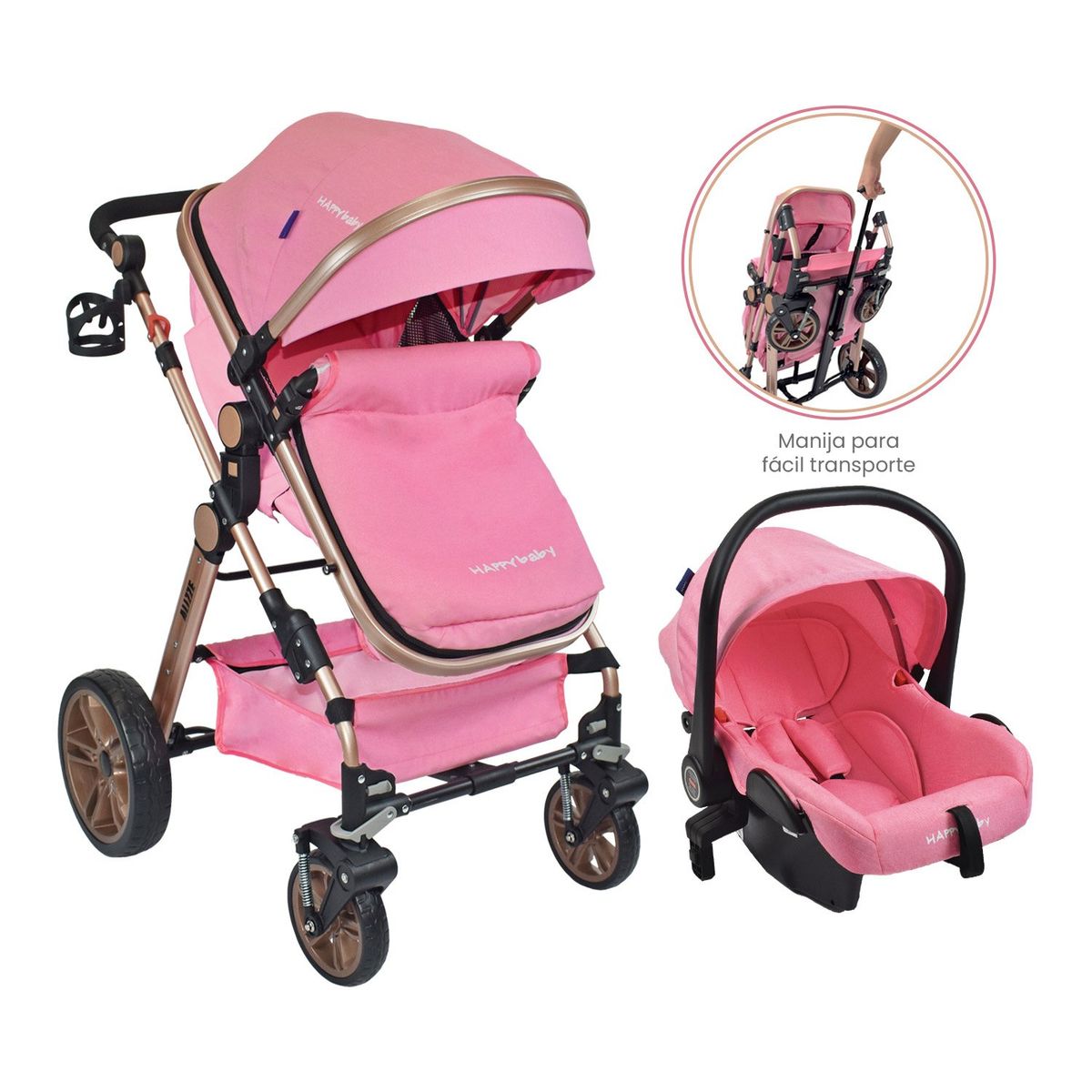 HAPPY BABY - Coche de paseo Happy Baby Travel System Alizze Rosa