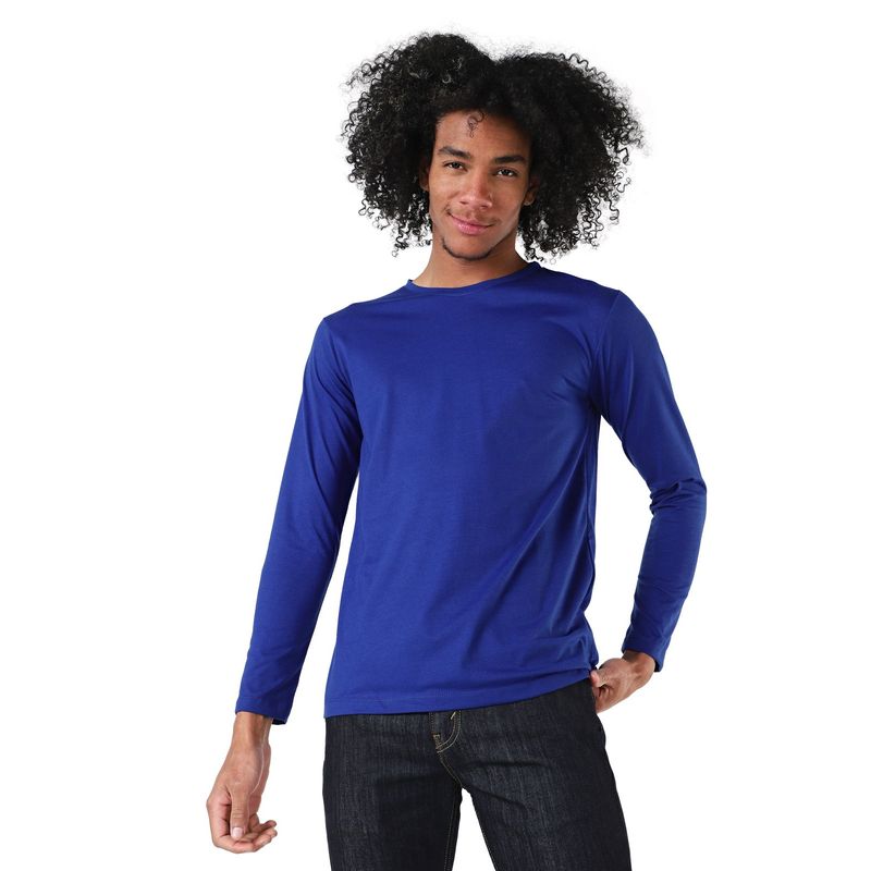 MANPOTSHERD - Camiseta Manga Larga Hombre Azul Rey Manpotsherd