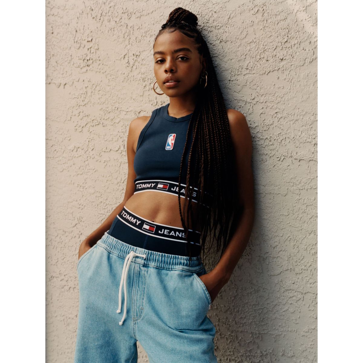 TOMMY HILFIGER - Bermudas De Felpa De Algodón Orgánico Y Parche Mujer Azul Tommy Jeans