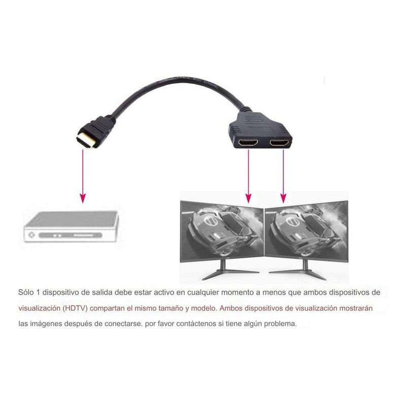 Adaptador Hdmi Divisor A Pantallas Salida Dual Splitter - Main Image