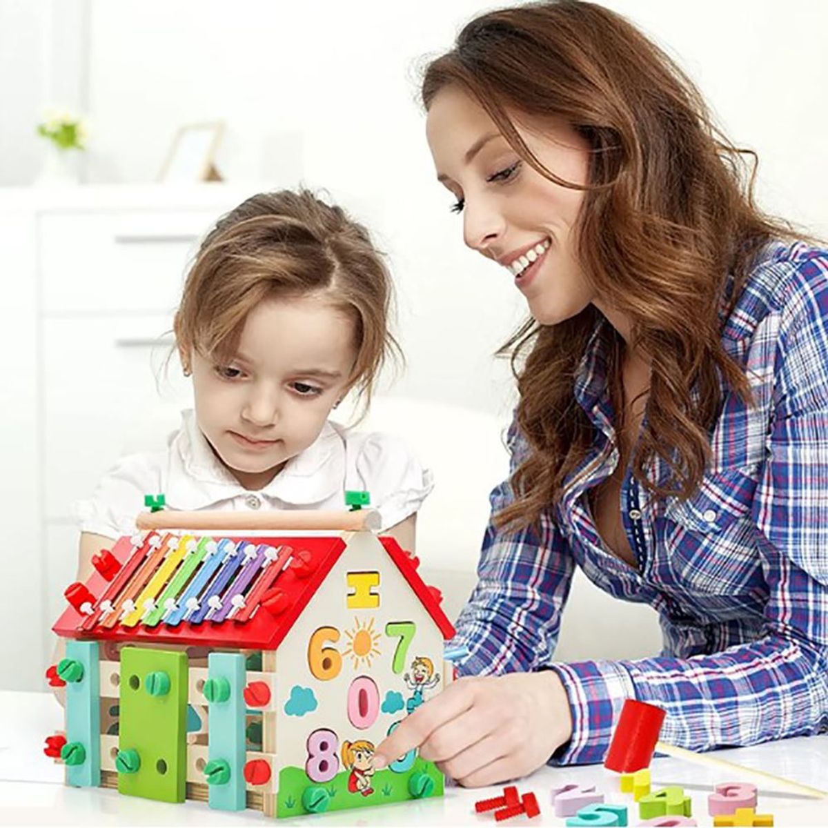 GENERICO - Cubo De Actividades De Madera 6 En 1 Para Bebe