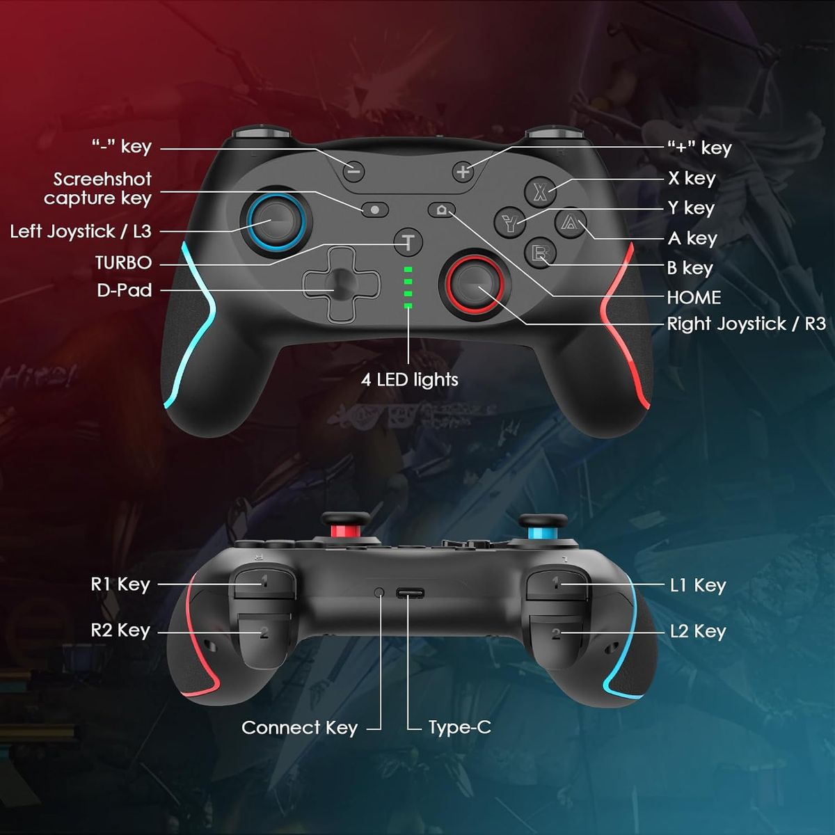 GENERICO - Control Inalámbrico Bluetooth Para Nintendo Switch - Switch Lite y PC