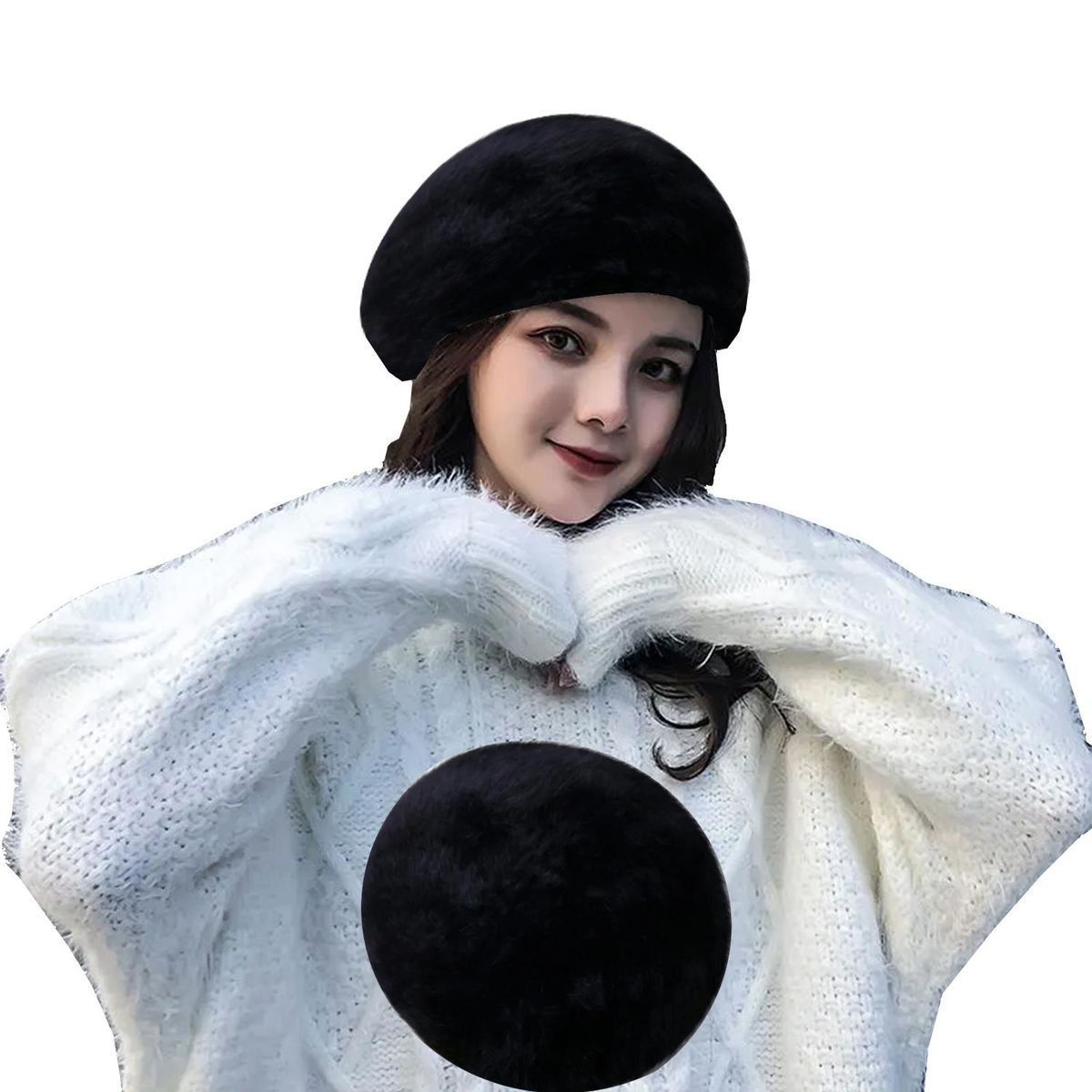 VELBROS - Boina Francesa Mujer Cachucha Gorra Gorro Dama Pava Vise - Negro
