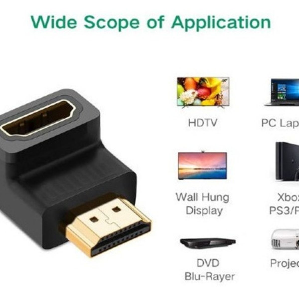 GENERICO - Adaptador Hdmi Macho A Hembra Angulo L Recto 90 Grados Codo