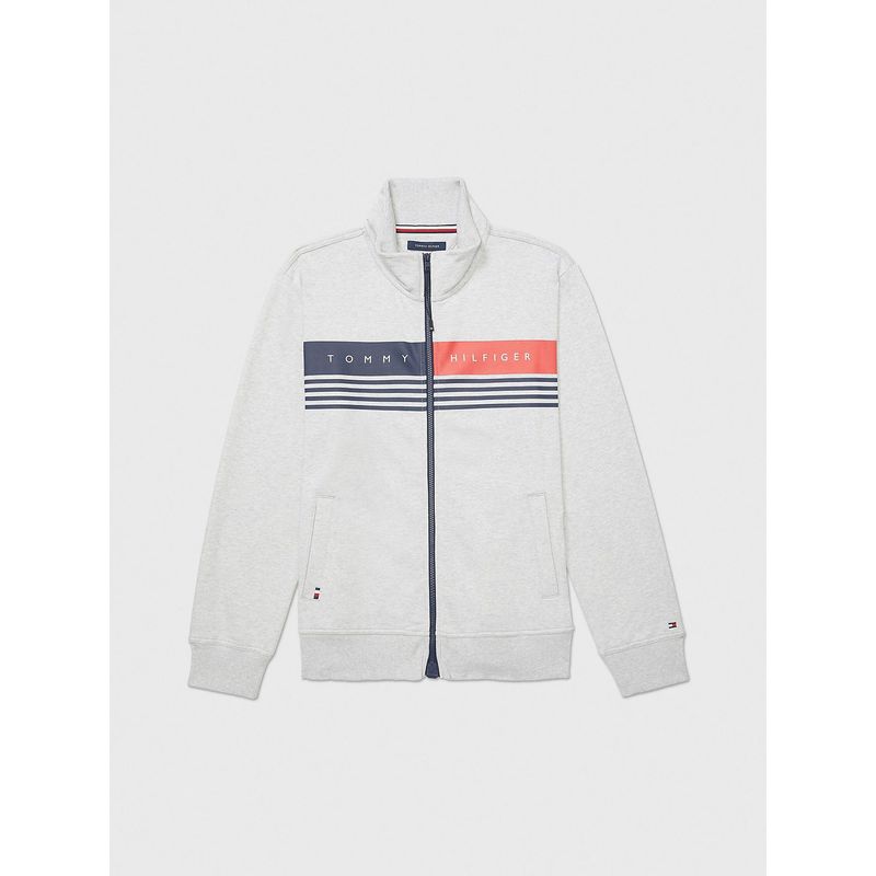 TOMMY HILFIGER - Sudadera Con Cremallera Y Bandera Gris Tommy Hilfiger