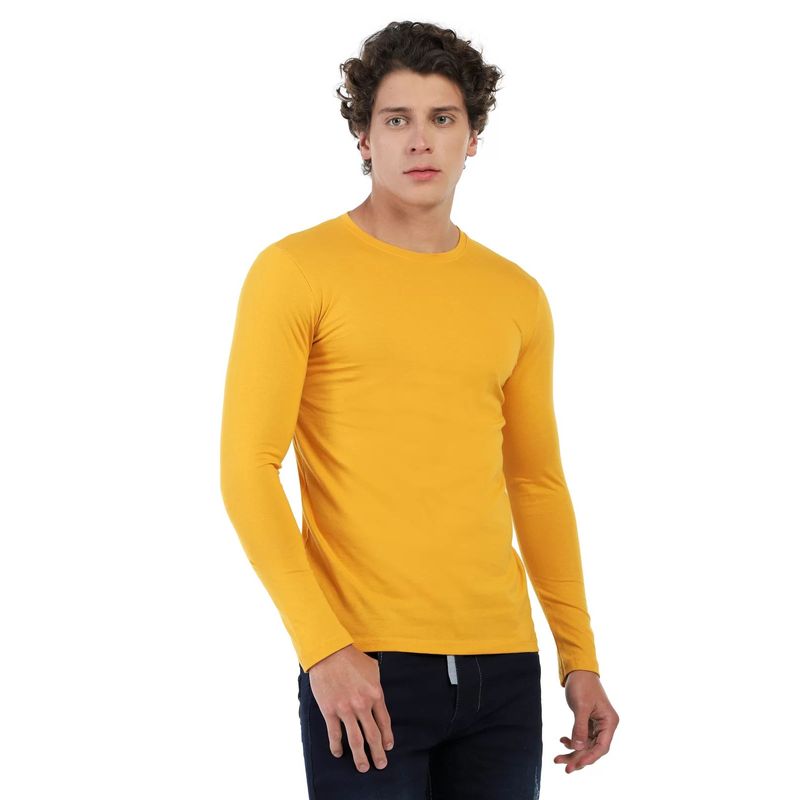 MANPOTSHERD - Camiseta Manga Larga Hombre Mostaza Manpotsherd