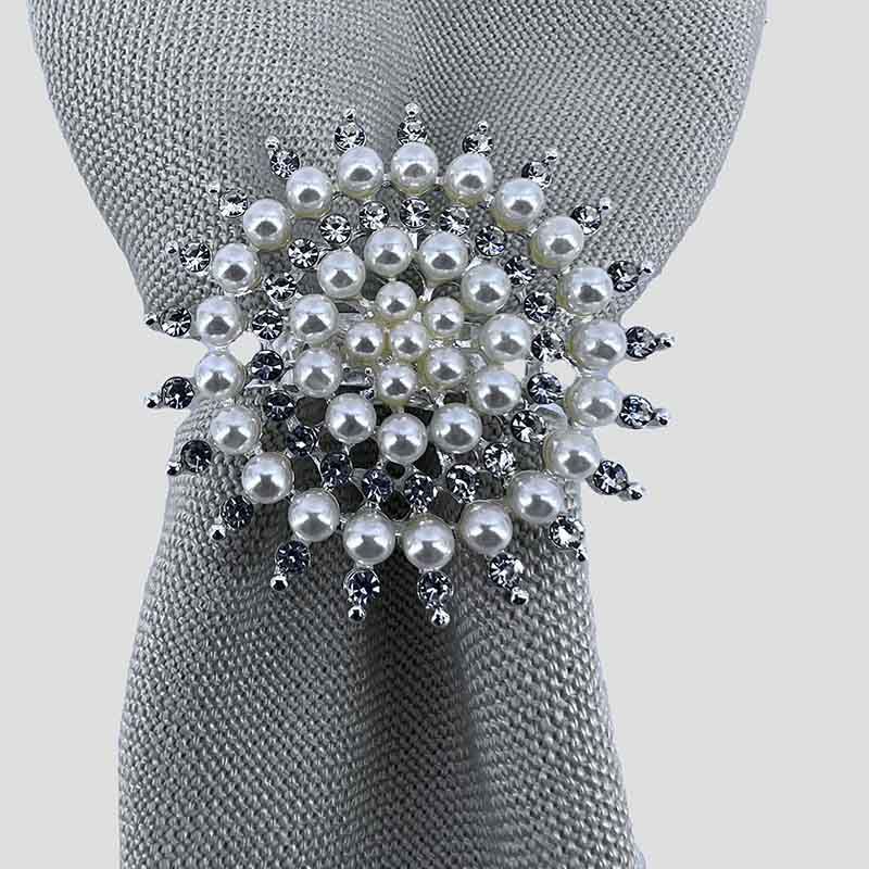 BURICA - SERVILLETERO SET X4 RDN PERLAS PLATEADO