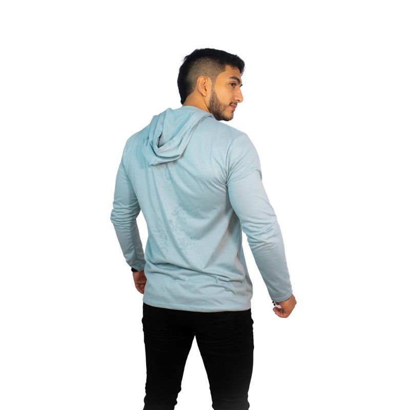 MANPOTSHERD - Camiseta Manga Larga Capota Hombre Verde Seco Manpotsherd