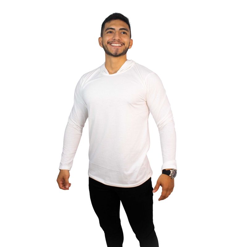 MANPOTSHERD - Camiseta Manga Larga Capota Hombre Crudo Manpotsherd