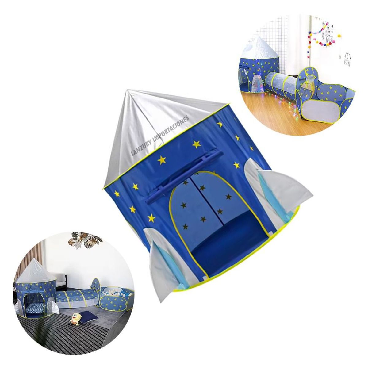 LANZURY IMPORTACIONES - Carpa Castillo Tunel  Infantil De Niñas Y Niños - AZUL