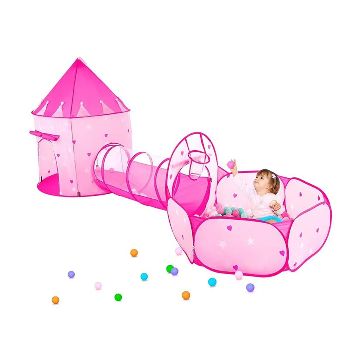 LANZURY IMPORTACIONES - Carpa Castillo Tunel  Infantil De Niñas Y Niños - ROSADO