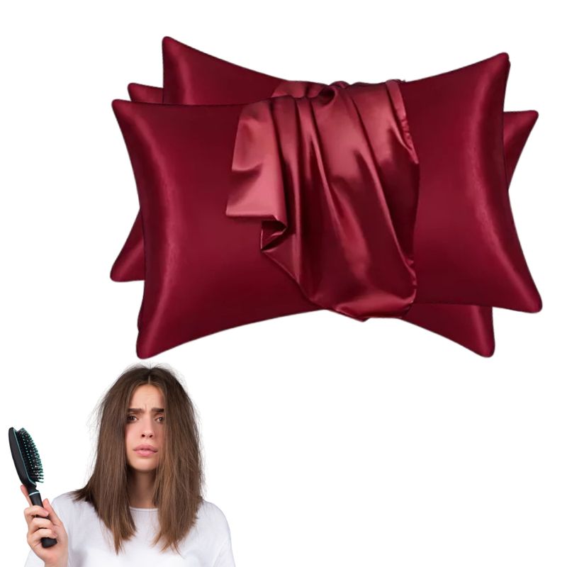 GENERICO - Funda Para Almohada En Satin Anti Frizz Vino Tinto