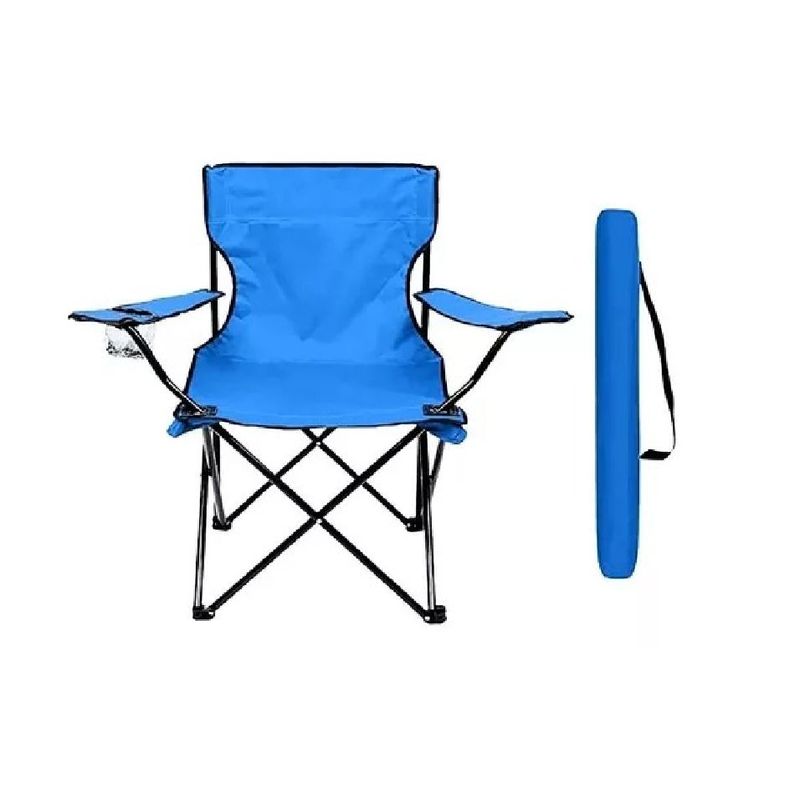 KIDSHOP - Silla Plegable Con Soporte Para Brazo Camping Parque Playa Azul