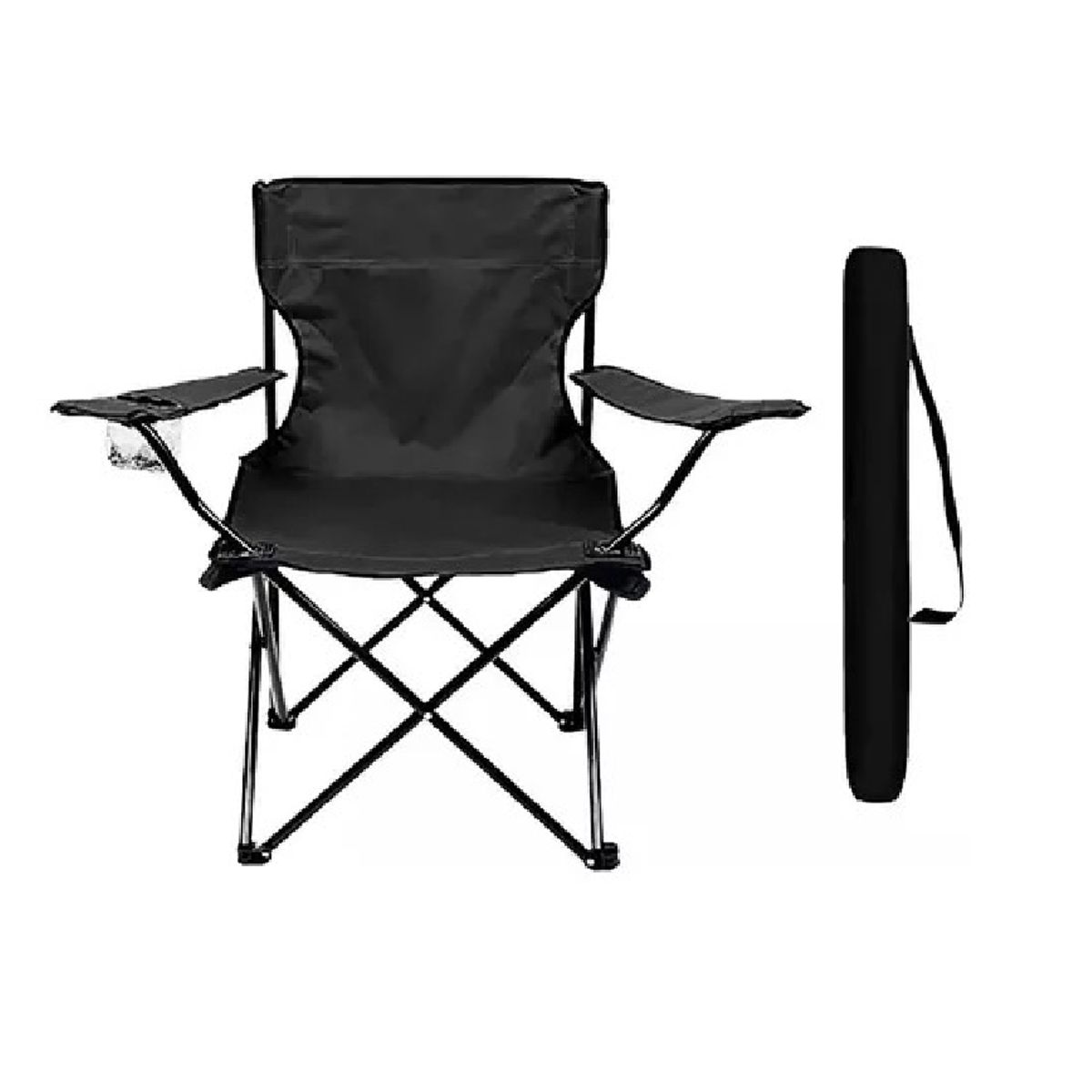 KIDSHOP - Silla Plegable Con Soporte Para Brazo Camping BL-006 Negro