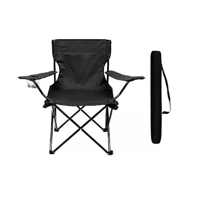 KIDSHOP - Silla Plegable Con Soporte Para Brazo Camping Parque Playa Negro