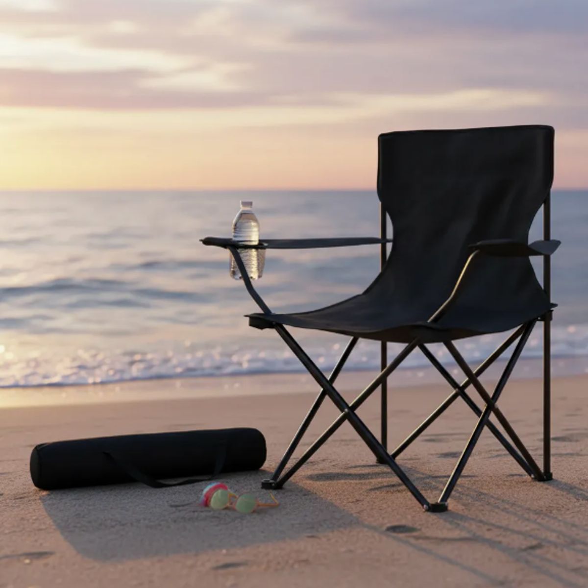 KIDSHOP - Silla Plegable Con Soporte Para Brazo Camping BL-006 Negro