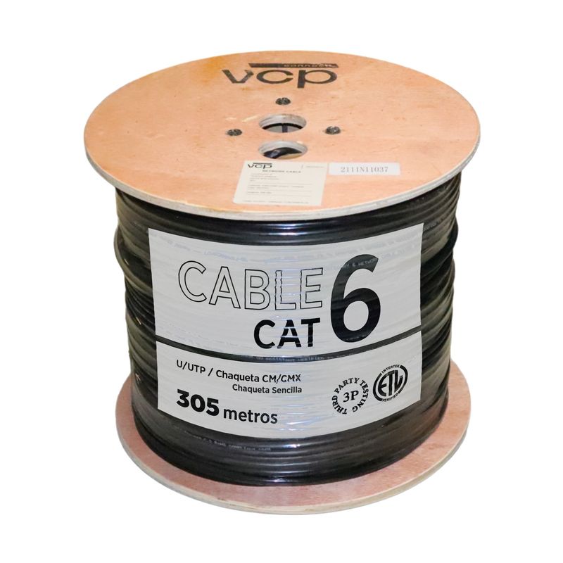 VCP - Cable U/utp Cat 6 Vcp Uso Exterior Ch Sencilla Negro X 305 M