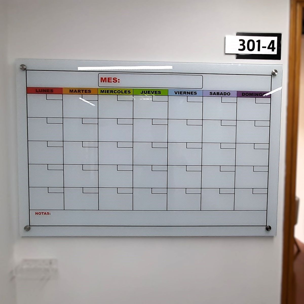 GENERICO - Tablero en vidrio templadoTamaño 120x80 cm Planificador mensual