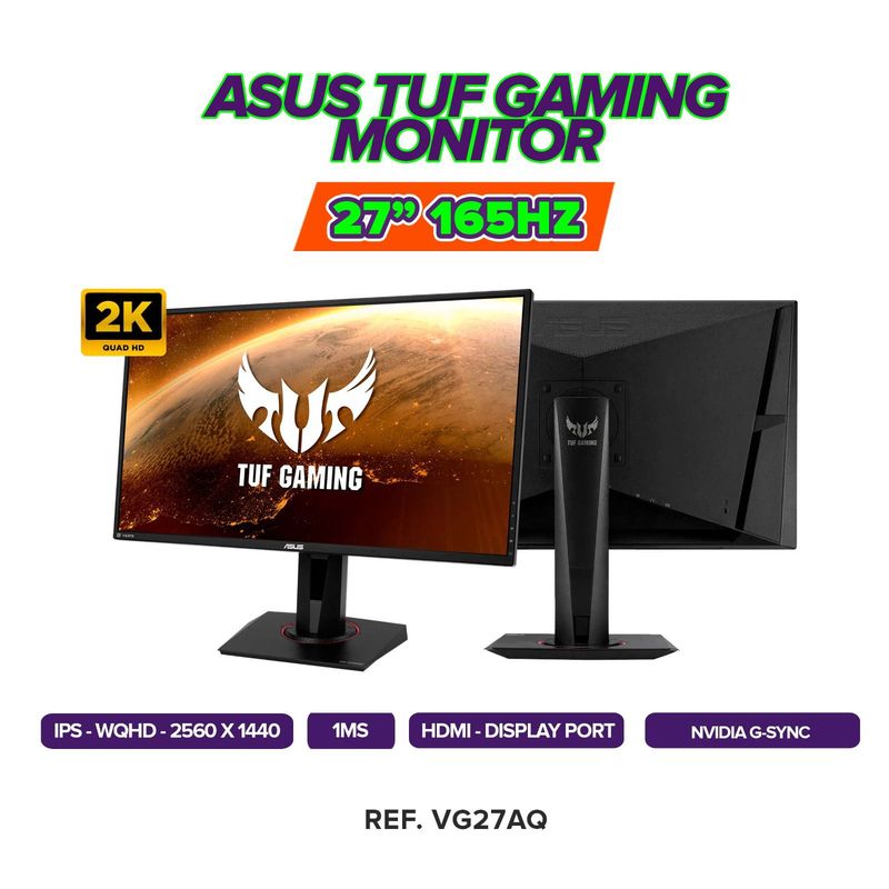 ASUS - MONITOR ASUS TUF GAMING 27 VG27AQ WQHD IPS 165HZ 1MS G-SYNC