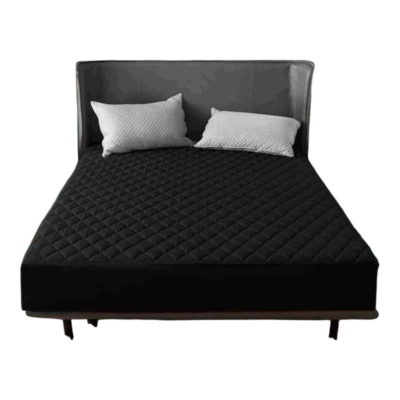 GENERICO - Protector de Colchón Doble Negro Anti-Ácaros 35cm de Alto Acolchado
