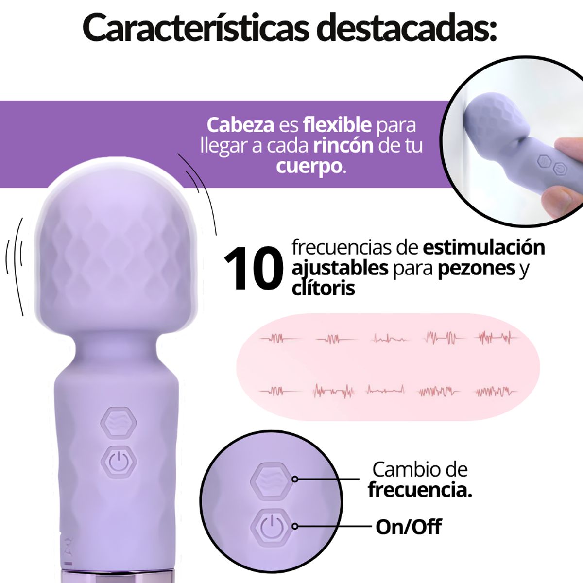 DISTRISEX - Vibrador Masajeador De Clítoris Hitachi Recargable Juguete Sexual