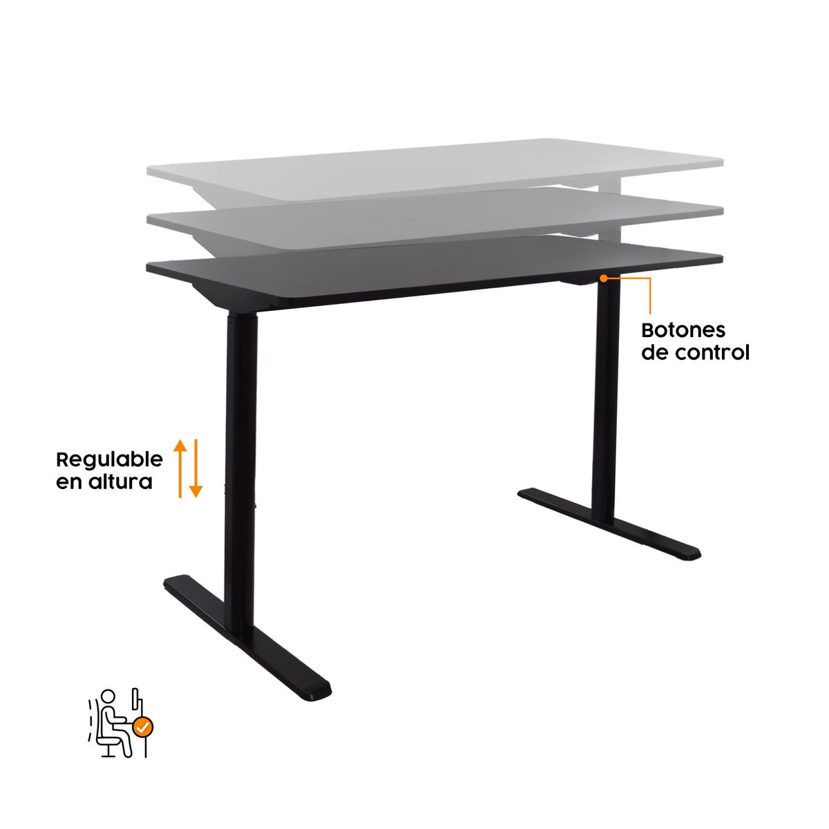 BONNO - Escritorio Regulable Slide Negro Bonno