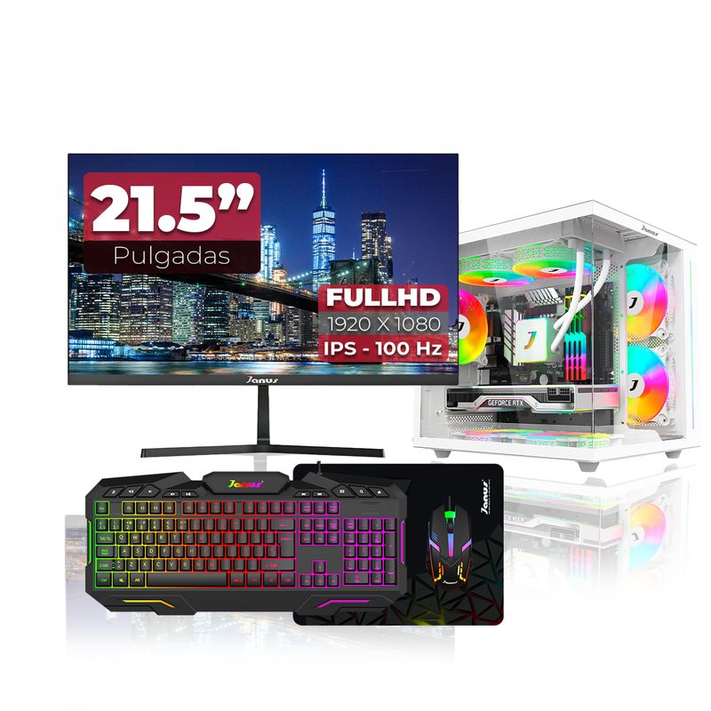 JANUS - Computador Gamer Ryzen 7 8700G RAM 16GB RGB SSD 1TB Monitor 22 Pulgadas 100Hz