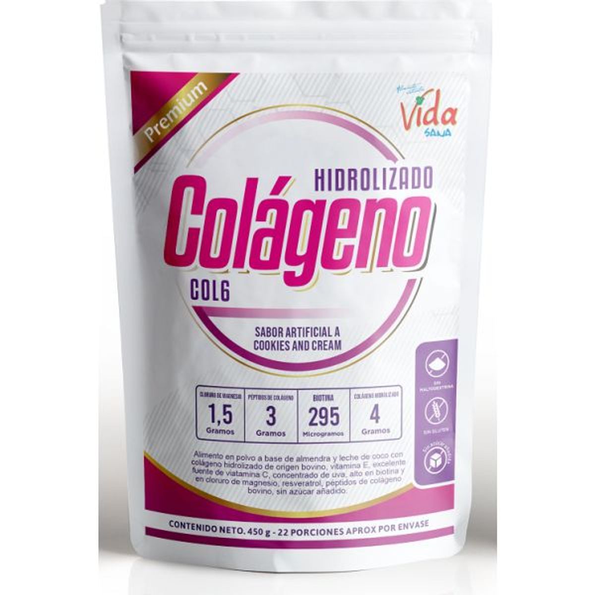 GENERICO - COLAGENO BOVINO HIDROLIZADO 450g ALIMENTOS NATURALES VIDA SANA