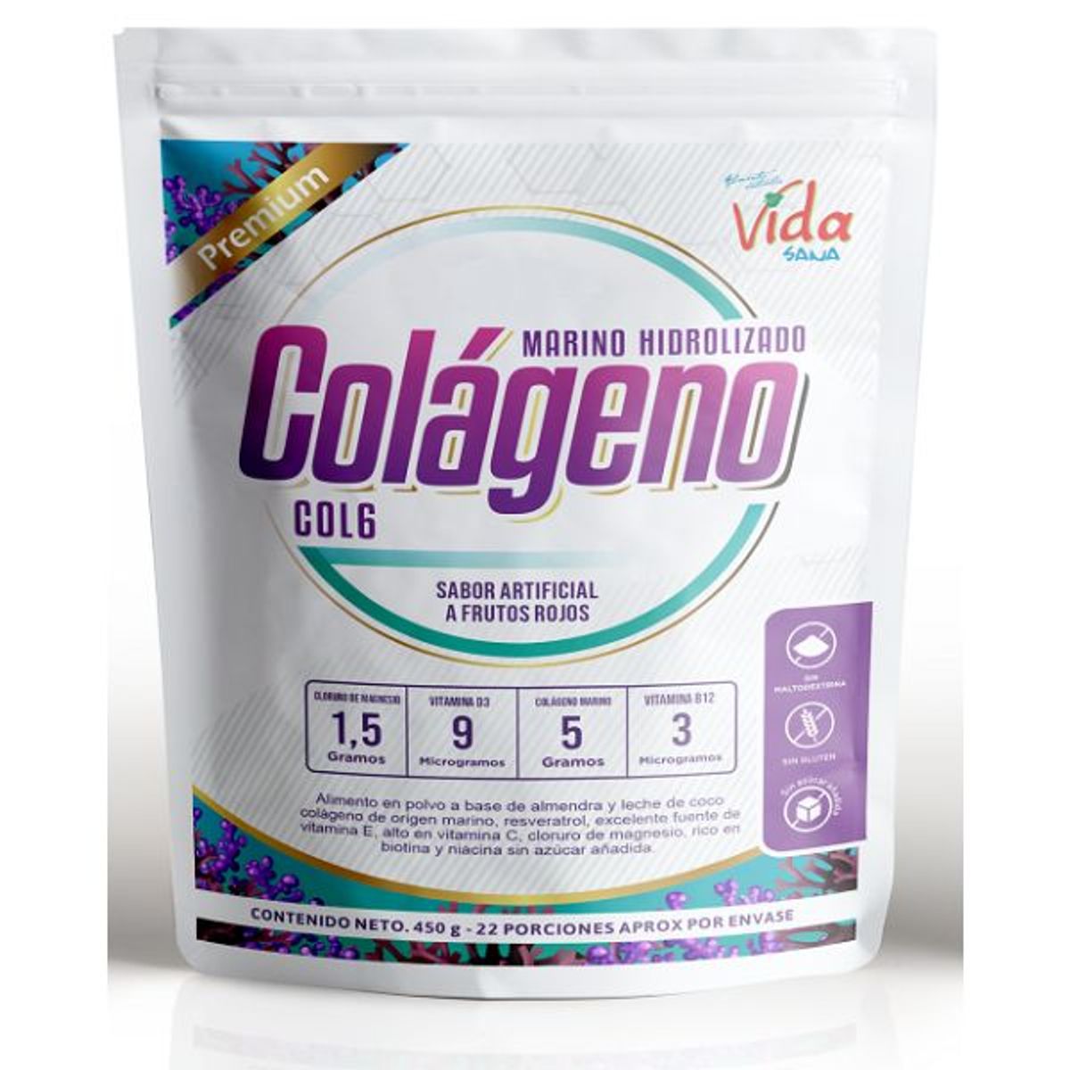 GENERICO - COLAGENO MARINO HIDROLIZADO 450g ALIMENTOS NATURALES VIDA SANA