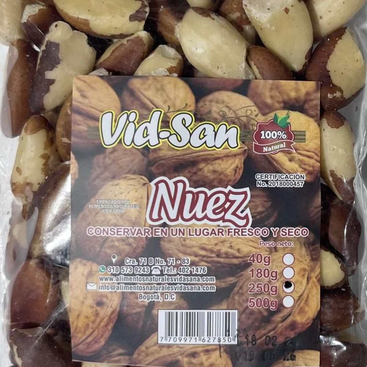 GENERICO - NUEZ 250g ALIMENTOS NATURALES VIDA SANA