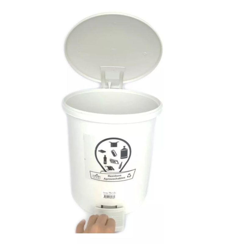GENERICO - Papelera Redonda 3.5 Lts Pedal Color Blanco