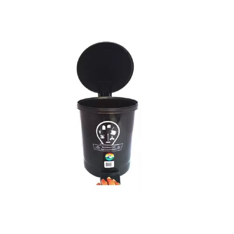 GENERICO - Papelera Redonda 3.5 Lts Pedal ColorNegro