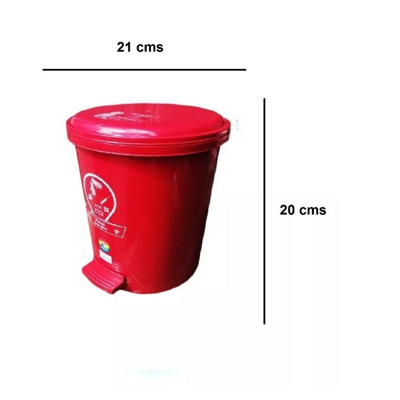 GENERICO - Papelera Redonda 3.5 Lts Pedal Color Rojo