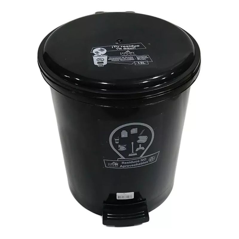 GENERICO - Papelera Redonda 7 Lst Pedal Color Negro