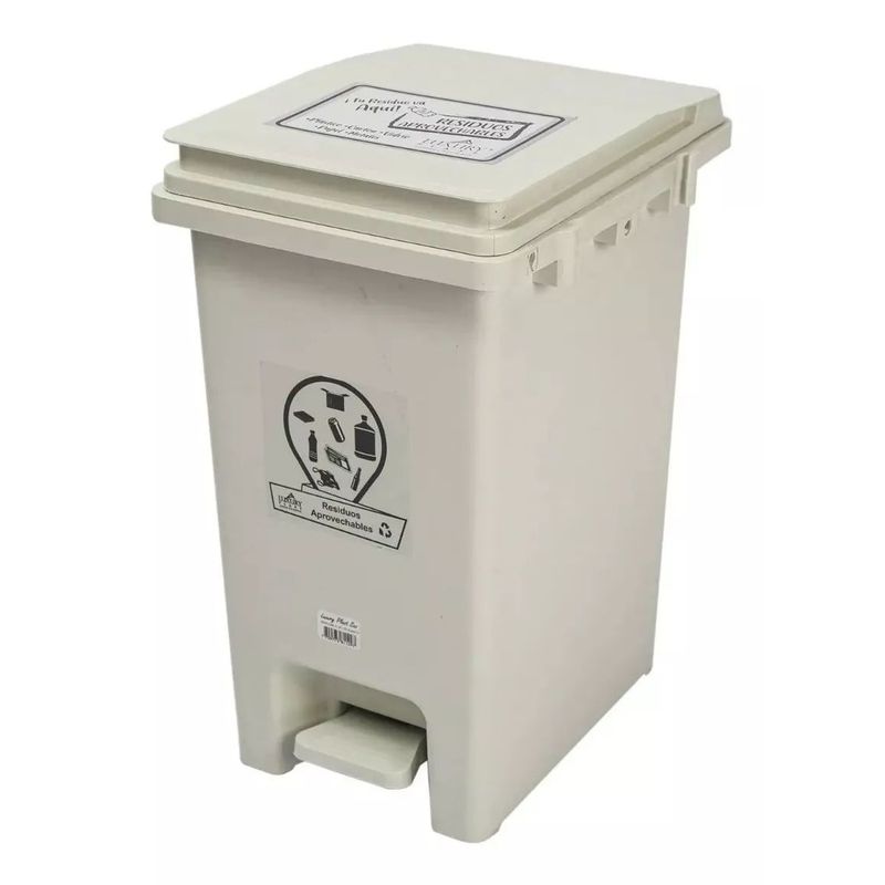 GENERICO - Papelera Rectangular 20 Litros Color Blanco
