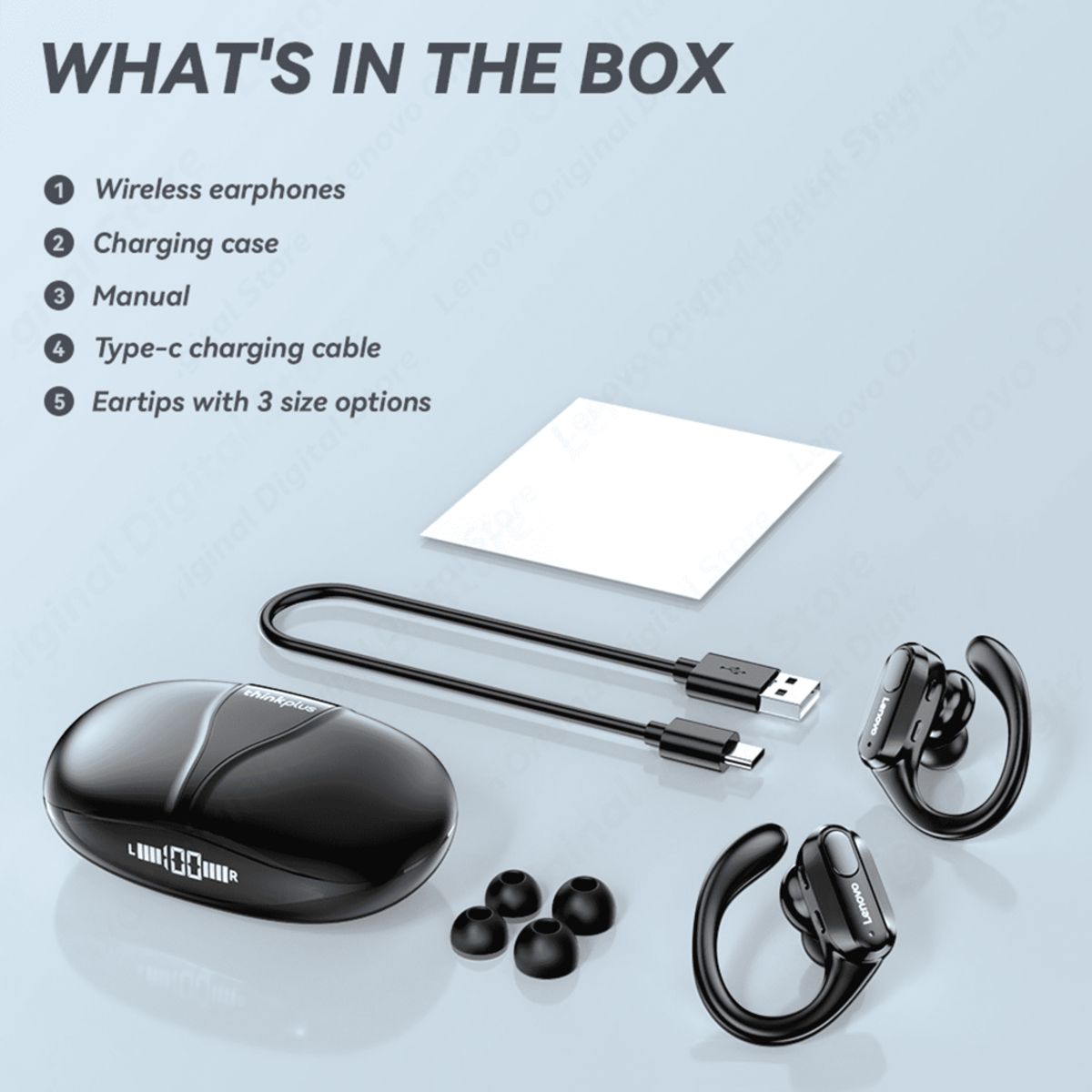 LENOVO - Audífonos Deportivos Lenovo Xt80 Bluetooth 5.3 ¡Estuche GRATIS!