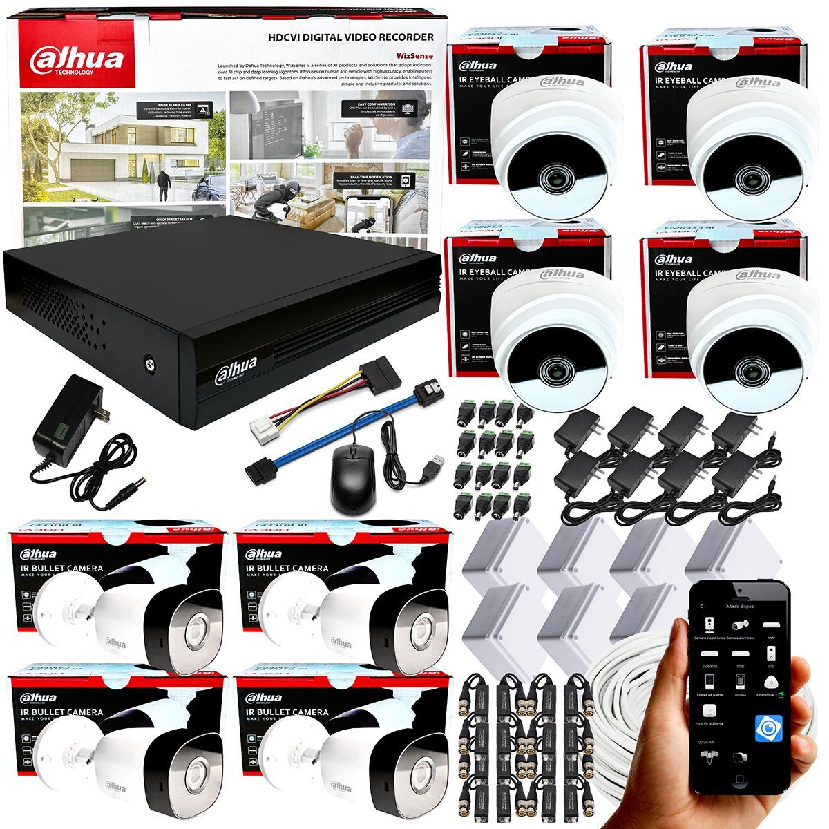 DAHUA - KIT DAHUA CAMARAS DE SEGURIDAD DVR 1080P 8 CH + 8 CAMARAS CCTV 1080P