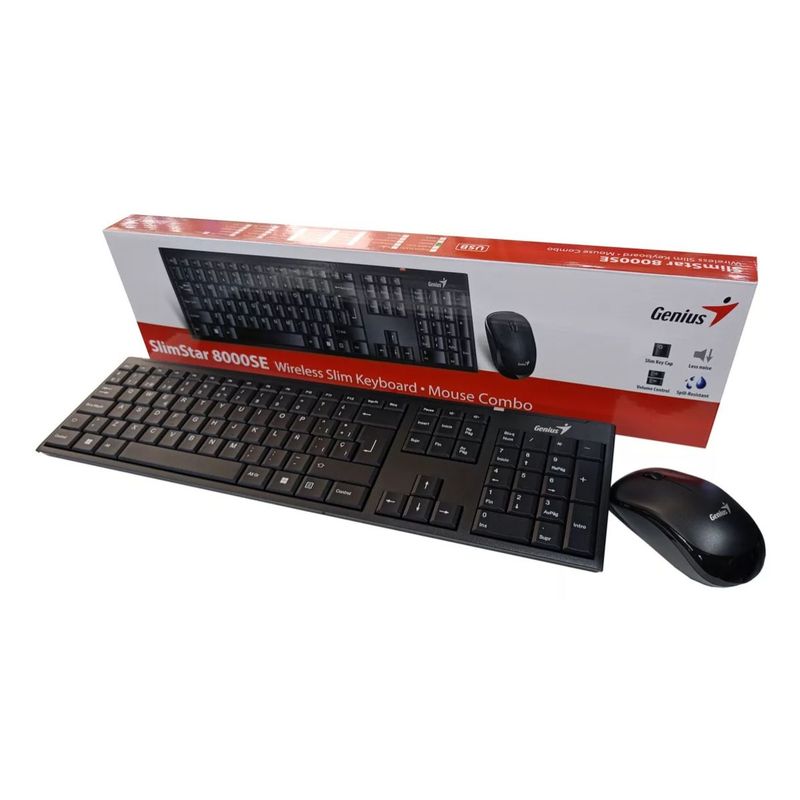 GENIUS - Kit Teclado Y Mouse Para Pc Inalámbrico Slim 8000se Genius