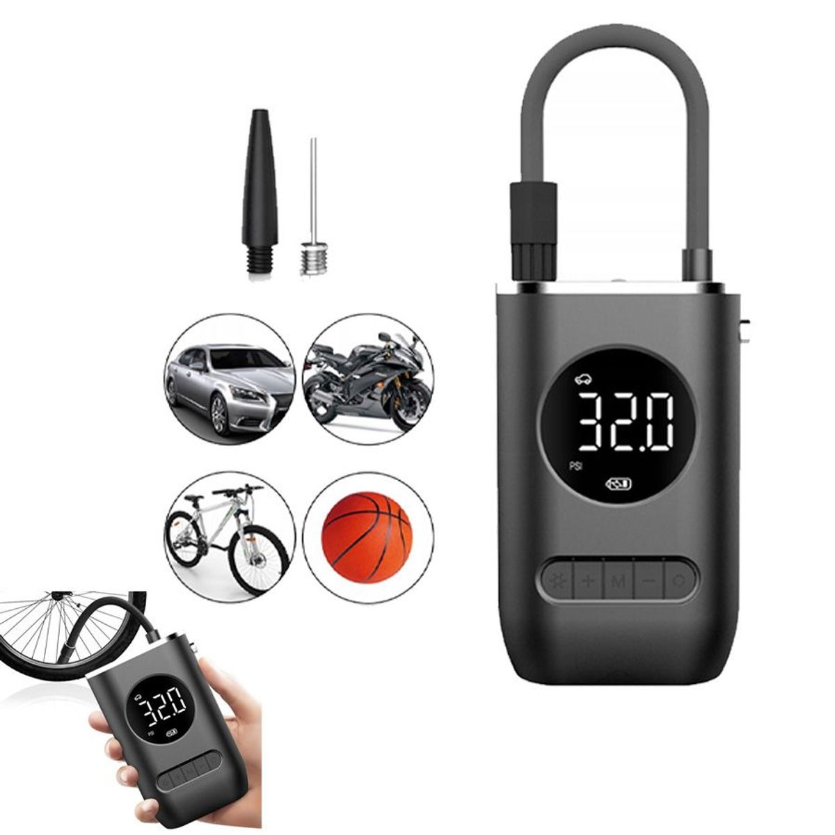 GENERICO - Inflador Compresor Aire Portable Carro Moto Bicicleta Balon