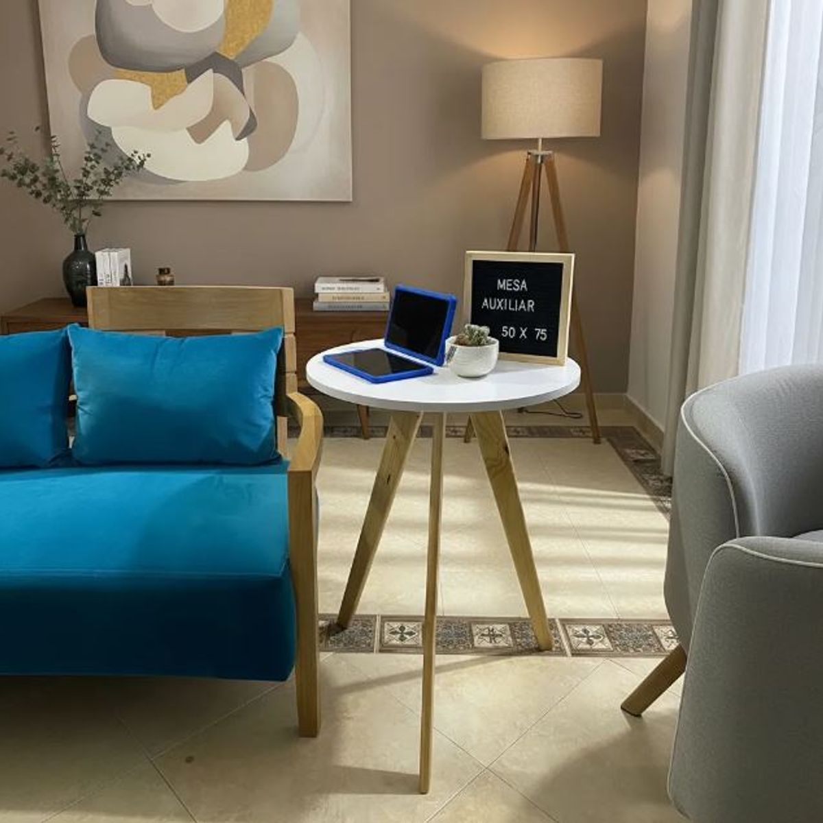 GENERICO - Mesa Auxiliar Circular - Comedorescritorio Versátil 50x74