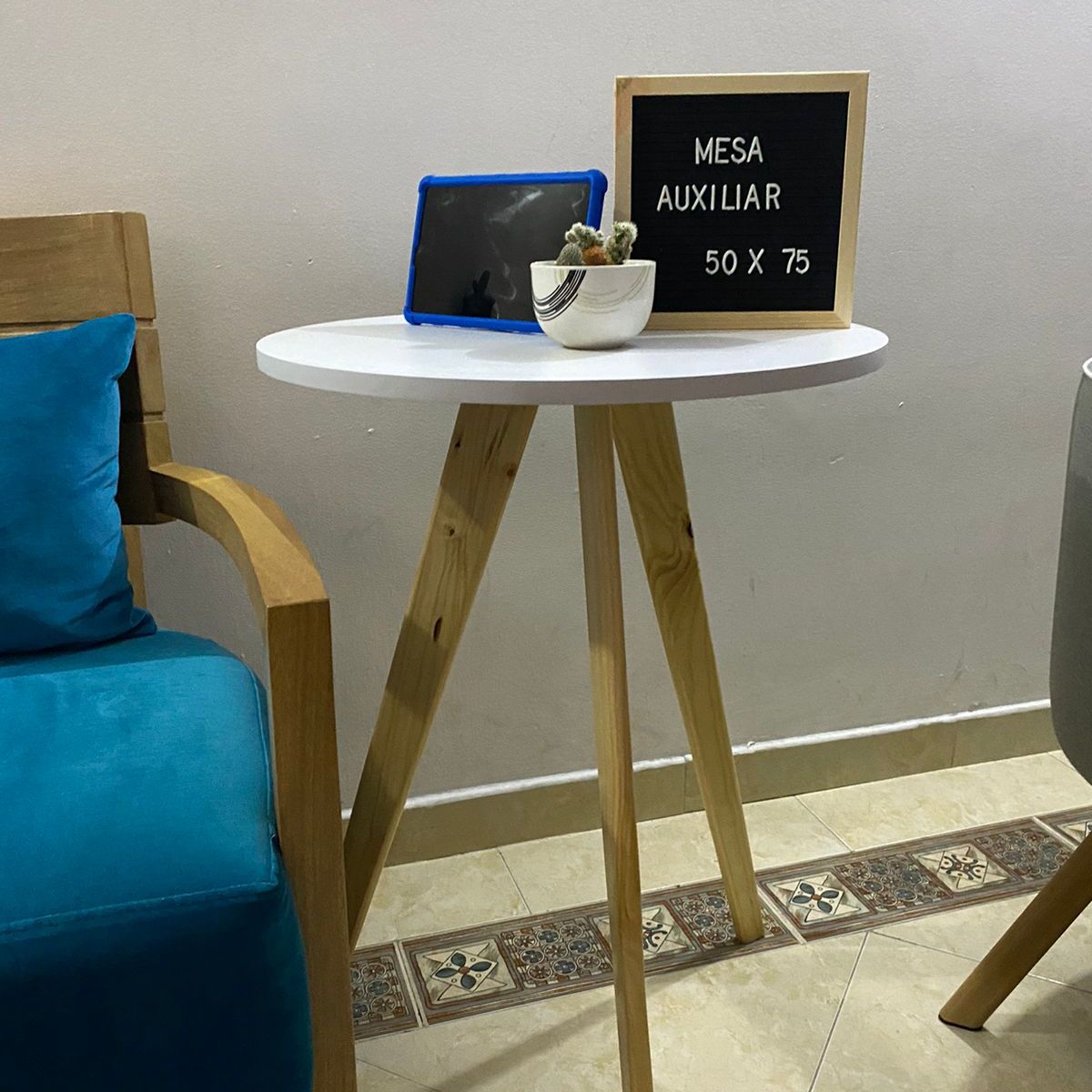 GENERICO - Mesa Auxiliar Circular - Comedorescritorio Versátil 50x74