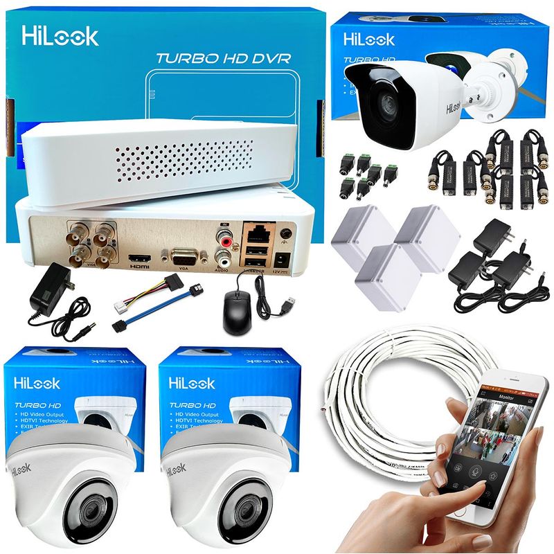 HILOOK - KIT HILOOK CAMARAS DE SEGURIDAD DVR 1080 4 CH + 3 CAMARAS 1080